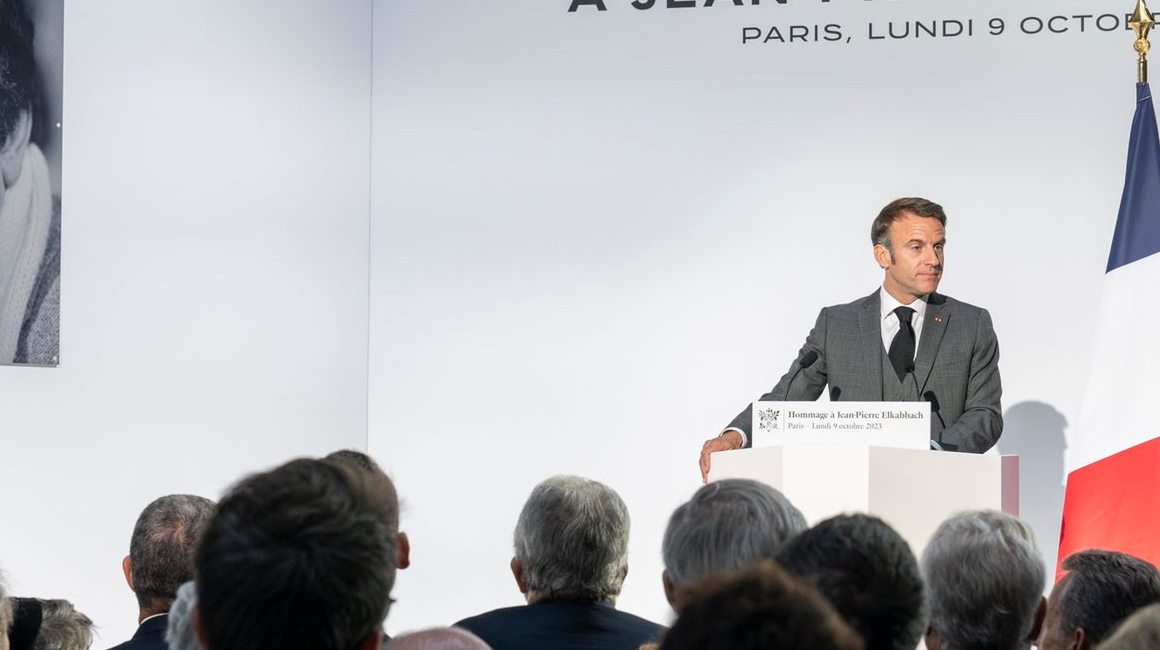 El presidente de Francia, Emmanuel Macron, en un evento el 9 de octubre de 2023