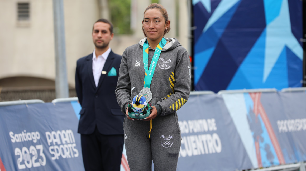 Miryam Núñez, en el podio de los Juegos Panamericanos de Santiago, el 29 de octubre de 2023.