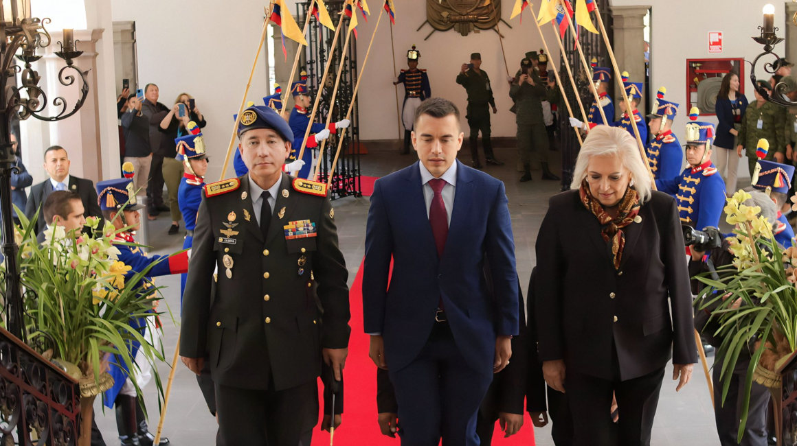 Dos días después de conocerse su victoria electoral, Daniel Noboa visitó el Palacio de Carondelet, el 17 de octubre de 2023, en Quito.