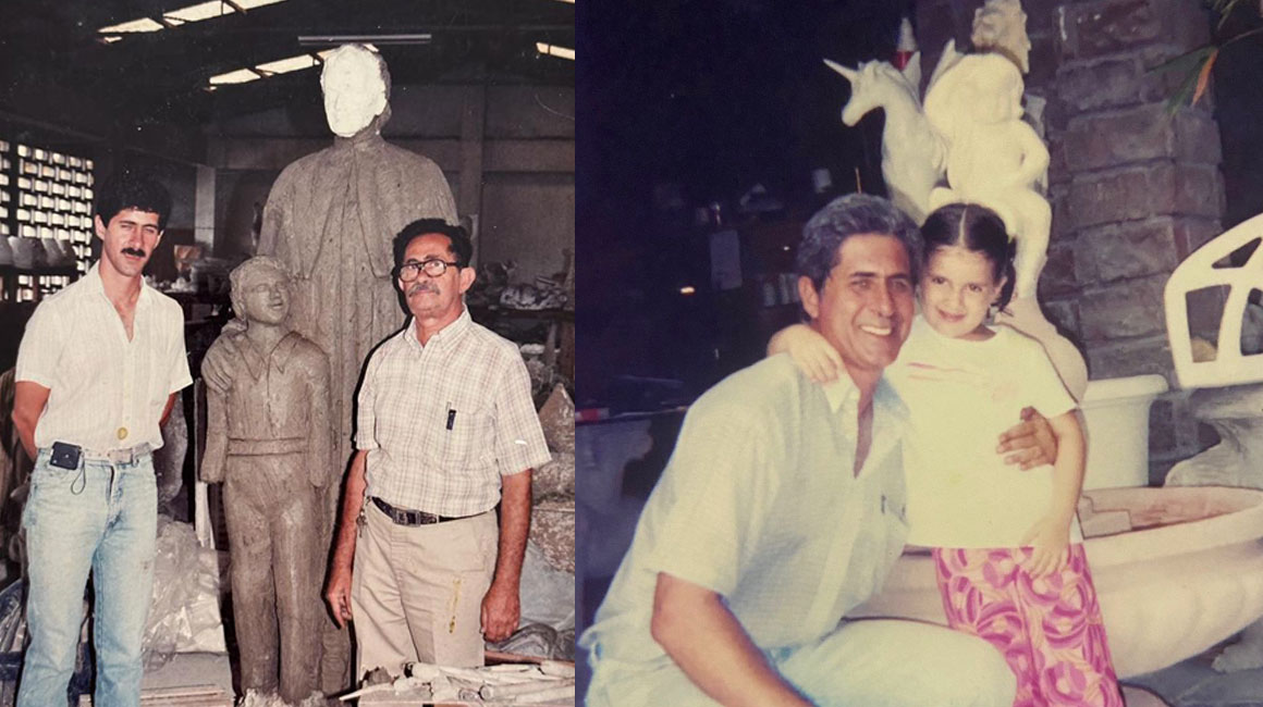 Emilio Soro Romero y su papá Emilio Soro Sghirla. A la derecha Emilio Soro Romero y su hija Ángela