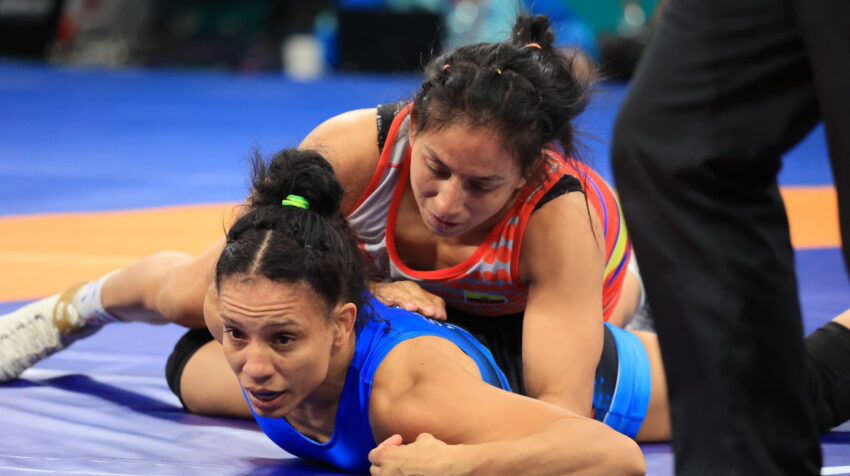 Luisa Valverde, durante la pelea por el bronce en los Panamericanos, el 2 de noviembre de 2023.