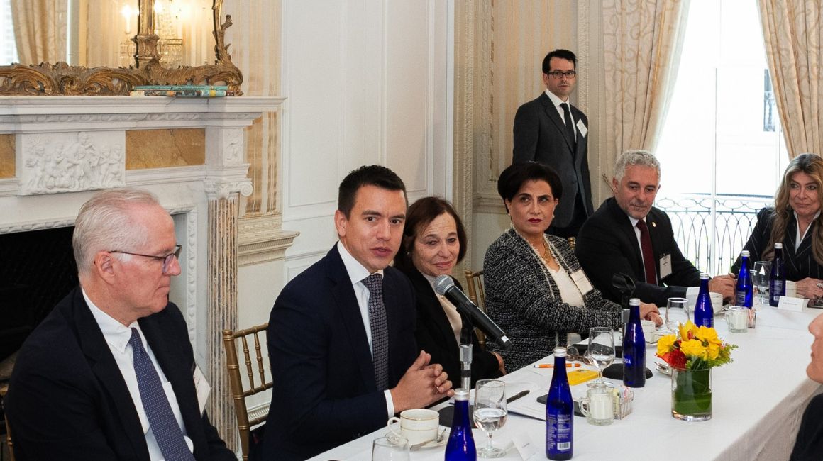 Daniel Noboa, presidente electo de Ecuador, en una reunión con inversionistas el 8 de noviembre de 2023.