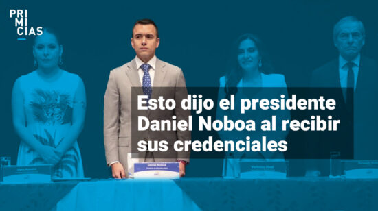 Entrega de credenciales del CNE al presidente Daniel Noboa y la vicepresidenta Verónica Abad