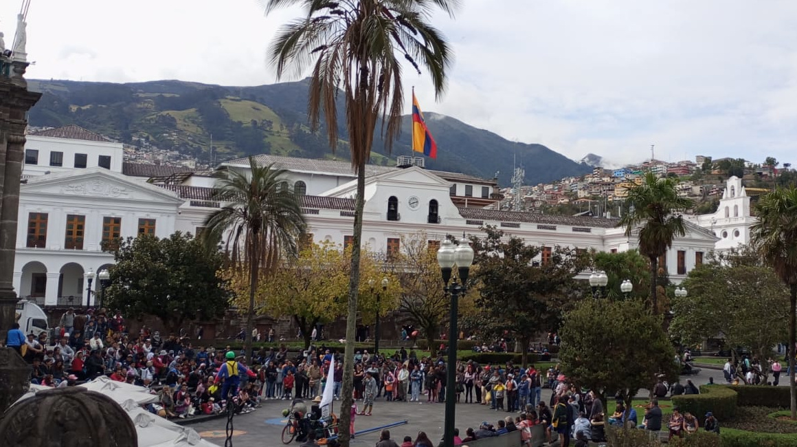 Vista panorámica del Palacio de Gobierno en Quito en noviembre 2023