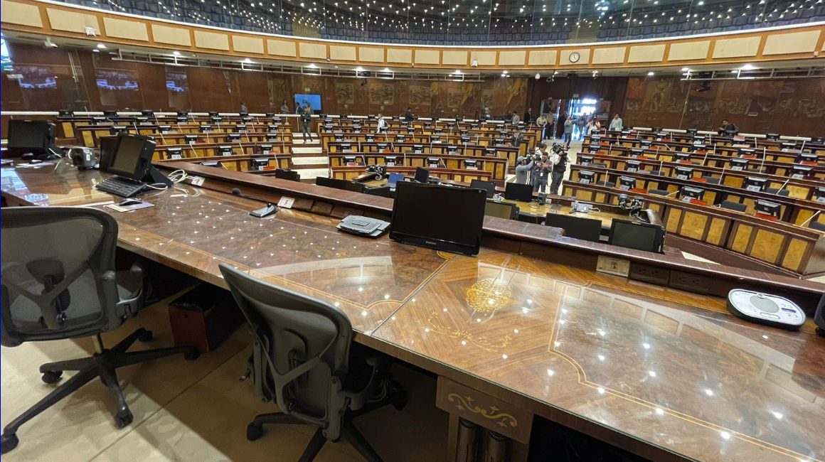 El salón del Pleno de la Asamblea, este 16 de noviembre de 2023, un día antes de la sesión inaugural.