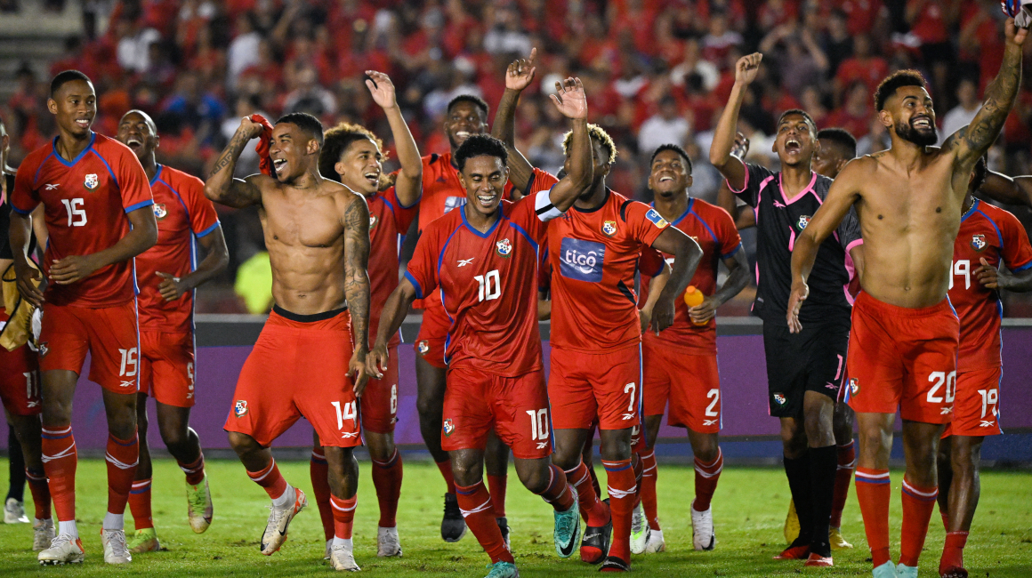 Los jugadores de Panamá celebran su victoria ante Costa Rica, el 20 de noviembre de 2023.