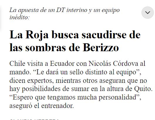 El Mercurio describe la situación de Chile luego de la salida de Berizzo.