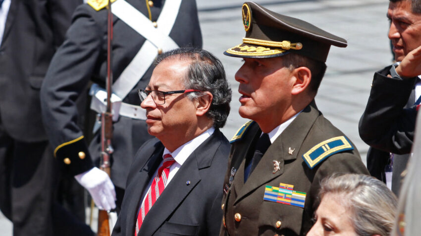El presidente de Colombia, Gustavo Petro, a su entrada a la posesión de Daniel Noboa, este 23 de noviembre de 2023.