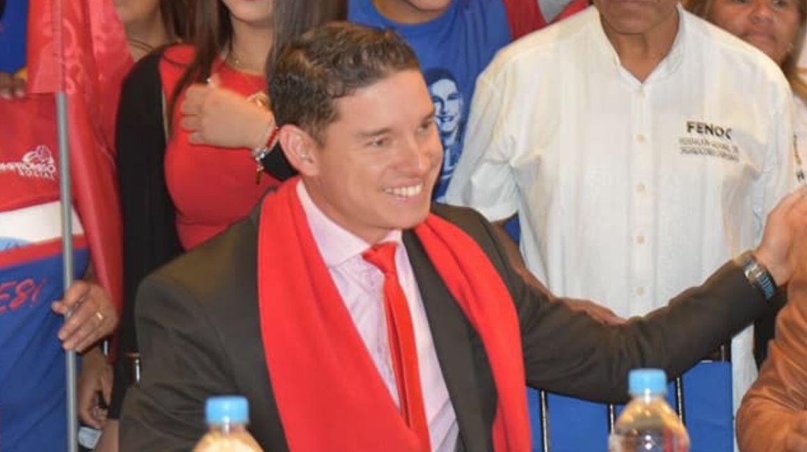 Iván Espinel en un acto político, en 2017, en Quito.