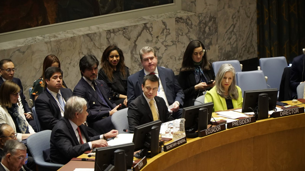 Daniel Noboa en su intervención del Consejo de Seguridad de la ONU