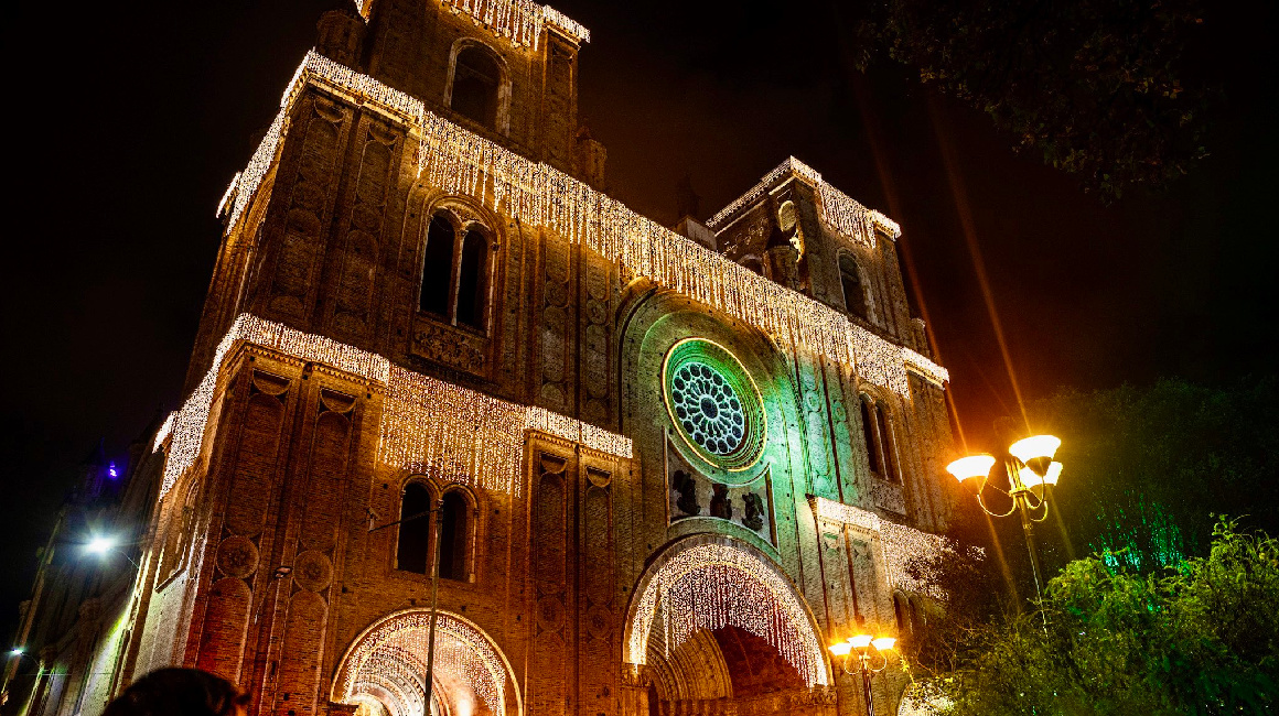 Iluminación en la Catedral de Cuenca con motivo de la Navidad.