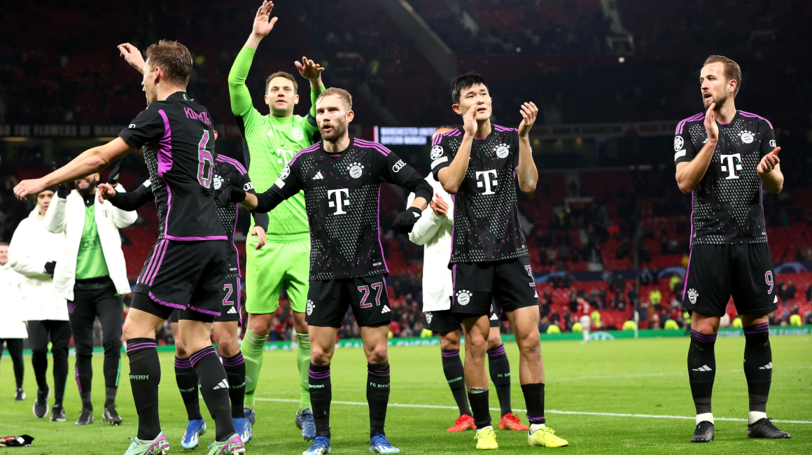Jugadores del Bayern Munich celebran su victoria ante el Manchester United, el 12 de diciembre de 2023.