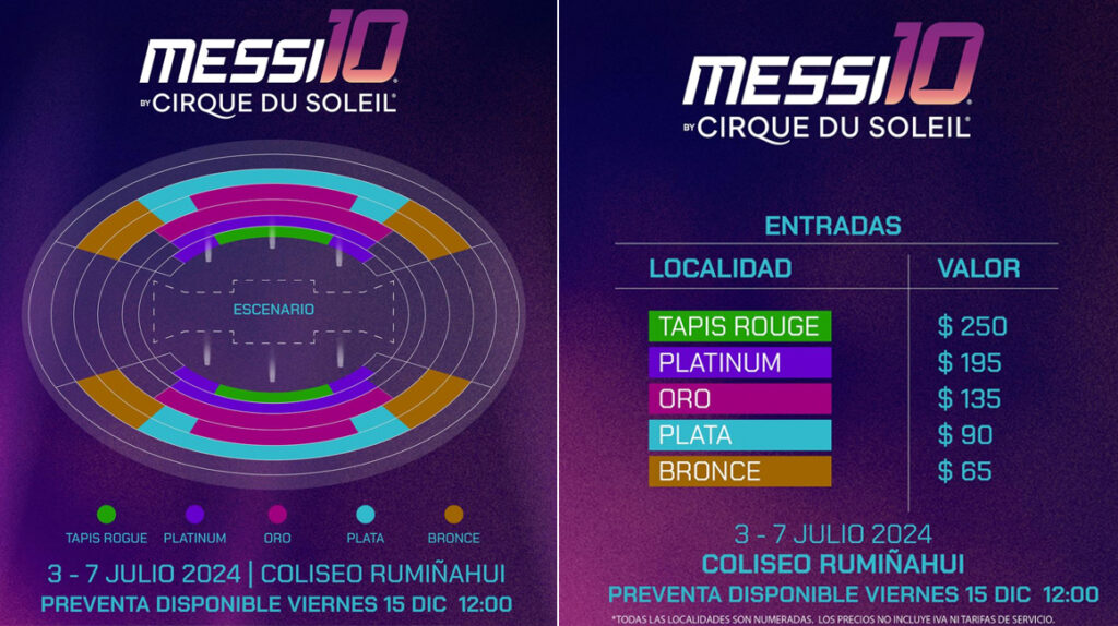 Precios de las entradas 'Messi 10 by Cirque du Soleil'. 
