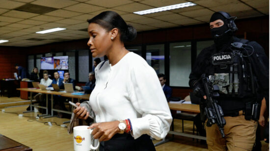 La fiscal Diana Salazar, durante la audiencia de formulación de cargos en el caso Metástasis, desarrollada en Quito el 14 de diciembre de 2023.