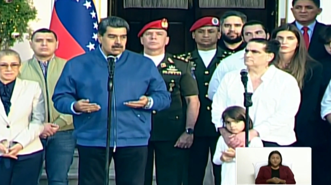 El presidente Nicolás Maduro recibió a Alex Saab en el Palacio de Miraflores, el 20 de diciembre de 2023.