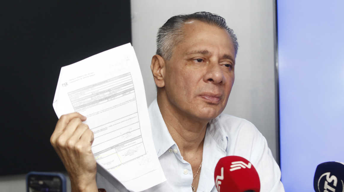 El expresidente Jorge Glas, en una rueda de prensa, en octubre de 2023.