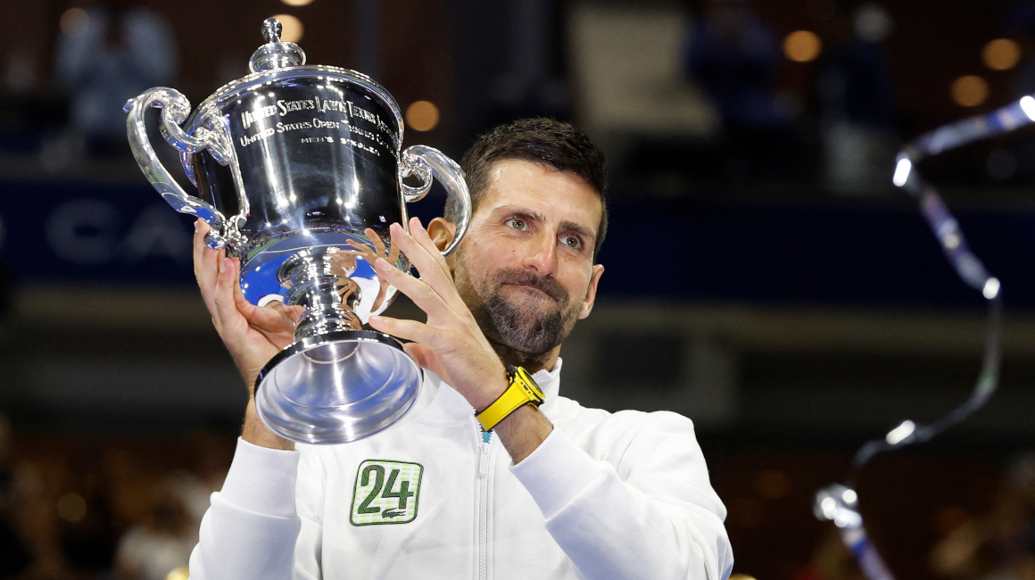 Novak Djokovic celebra el título del US Open, el 10 de septiembre de 2023.