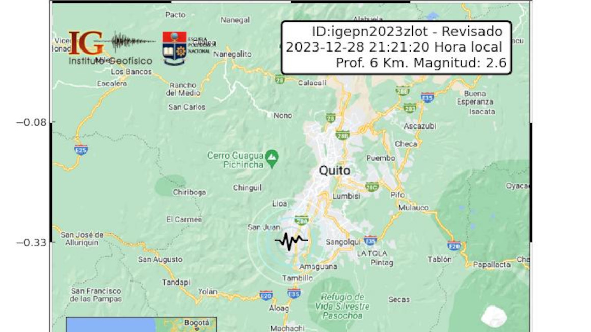 Imagen del IG sobre el sismo en Sangolquí, el 28 de diciembre de 2023.