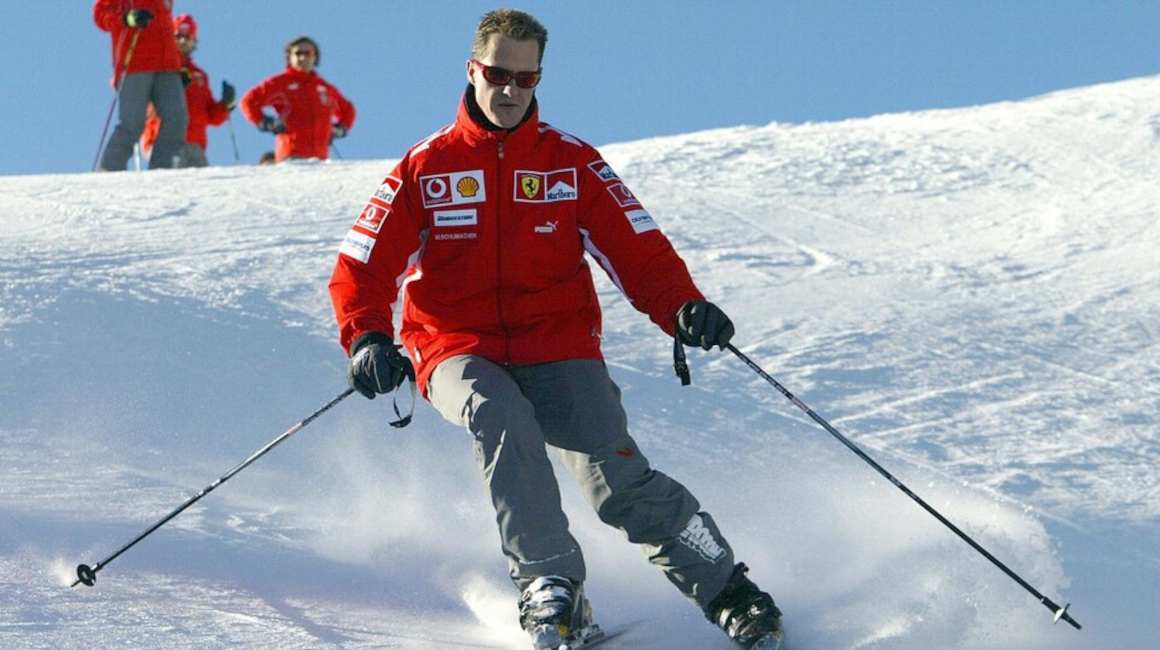 Michael Schumacher, practicando esquí alpino.