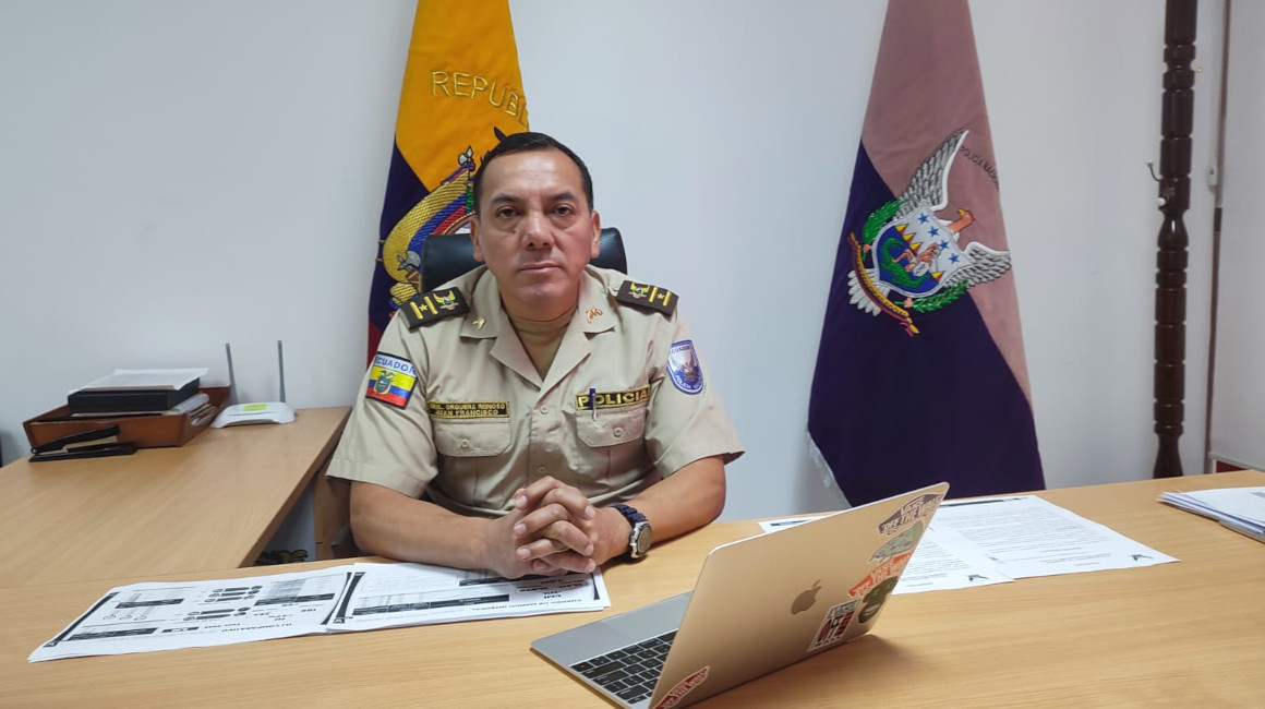 El subcomandante de Policía de Quito, Francisco Orquera, en una entrevista con Primicias, el 26 de diciembre de 2023.
