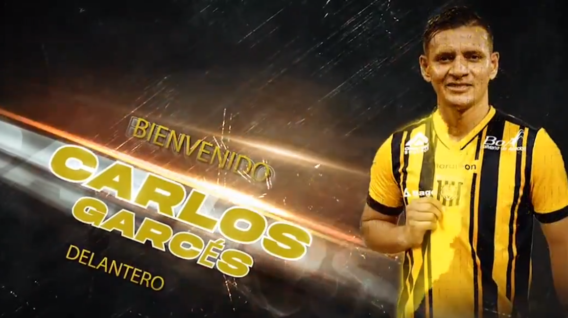 Afiche de The Strongest dándole la bienvenida a Carlos Garcés.