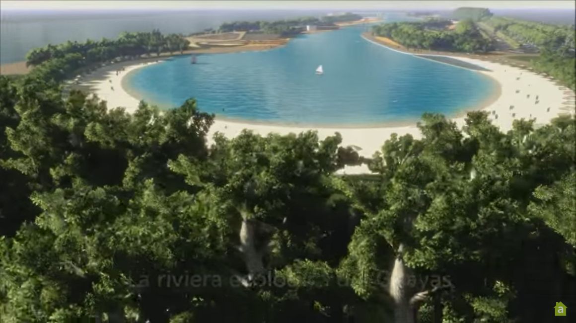 Una imagen digital renderizada del proyecto original de playa artificial para los predios donde ahora el Municipio de Guayaquil busca construir el Malecón 3000. 