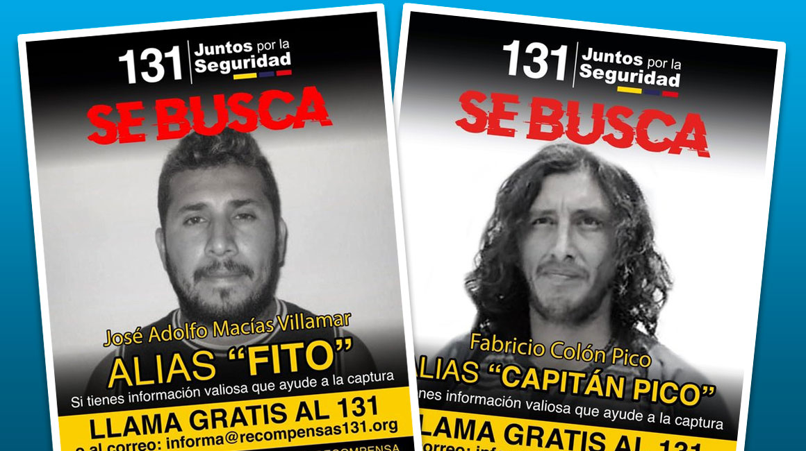 Carteles de recompensas por alias 'Fito' y Fabricio Colón Pico, difundidos el 9 de enero de 2024.