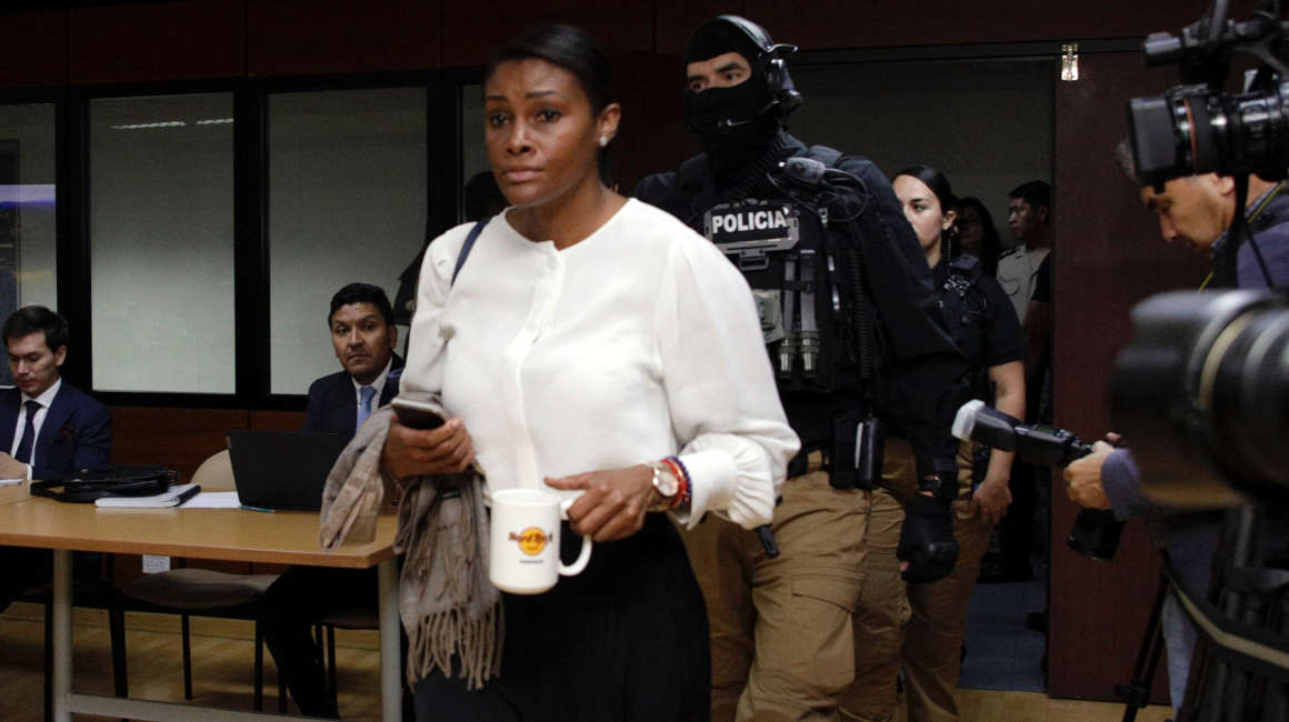 La fiscal Diana Salazar en una audiencia del caso Metástasis en Quito, en diciembre de 2023.