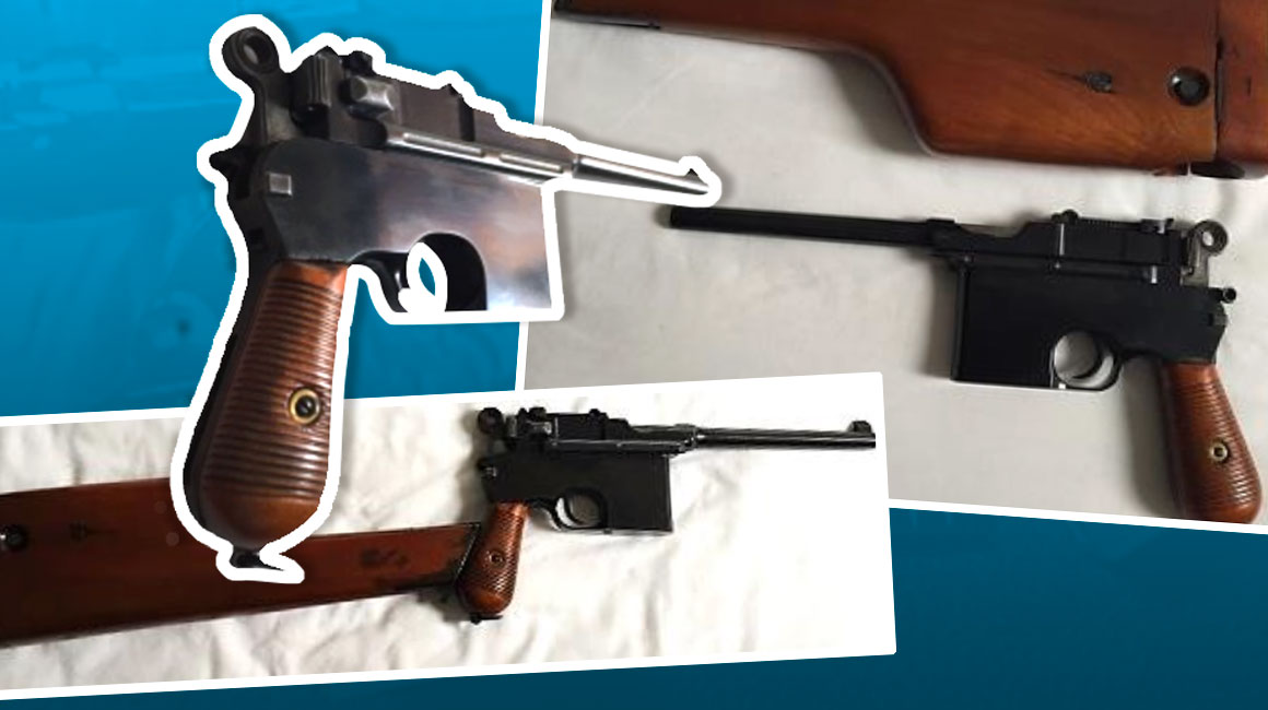 Una pistola mauser C-96​, que fue producida entre 1896 y 1937, fue otra de las armas incautadas por la Policía, en Cumbayá, el 17 de enero de 2024.