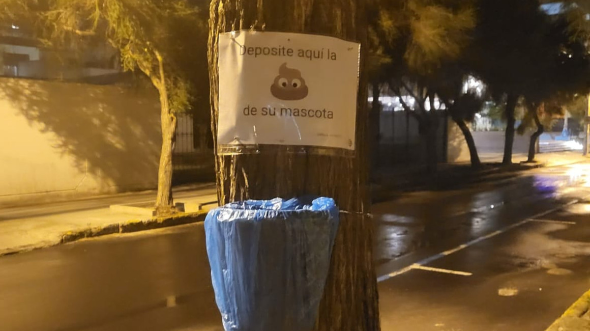 Imagen de un basurero para desechos de animales, en la calle Iñaquito, en el norte de la capital, el 23 de enero de 2024.