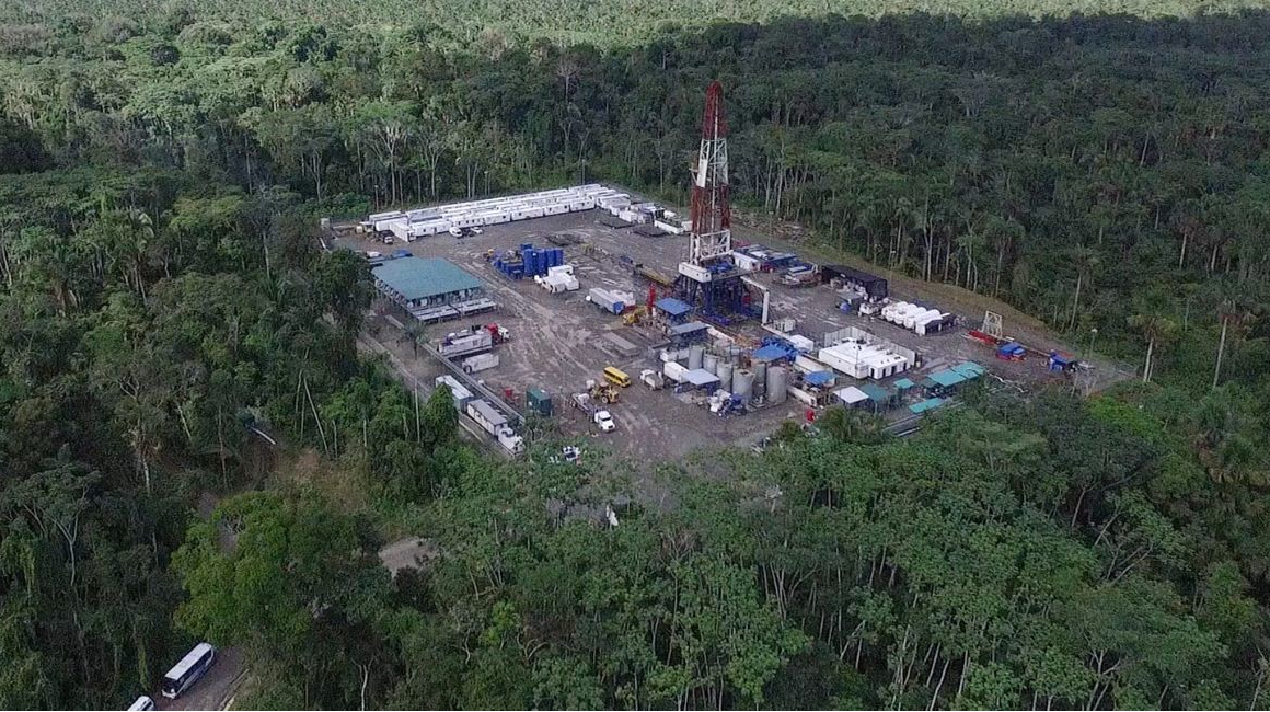Plataforma petrolera, a cargo de Petroecuador, ubicada en la Amazonía. Foto del 27 de enero de 2024.