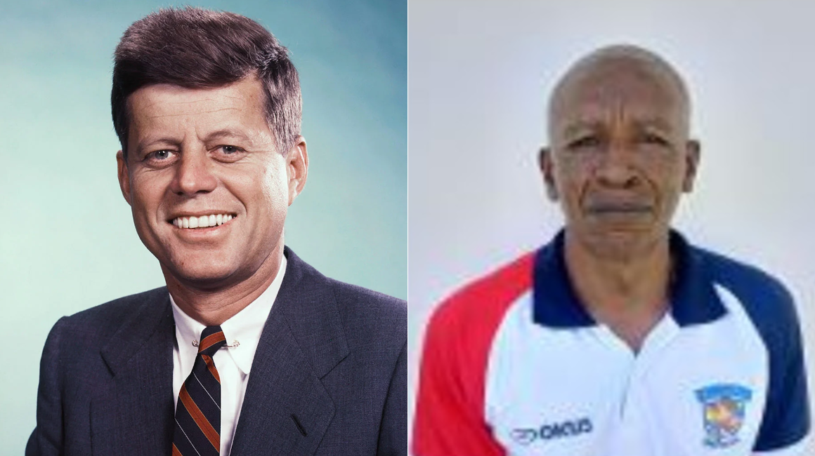 John F. Kennedy, expresidente de los Estados Unidos, y John Kenedy Minda, exjugador ecuatoriano.