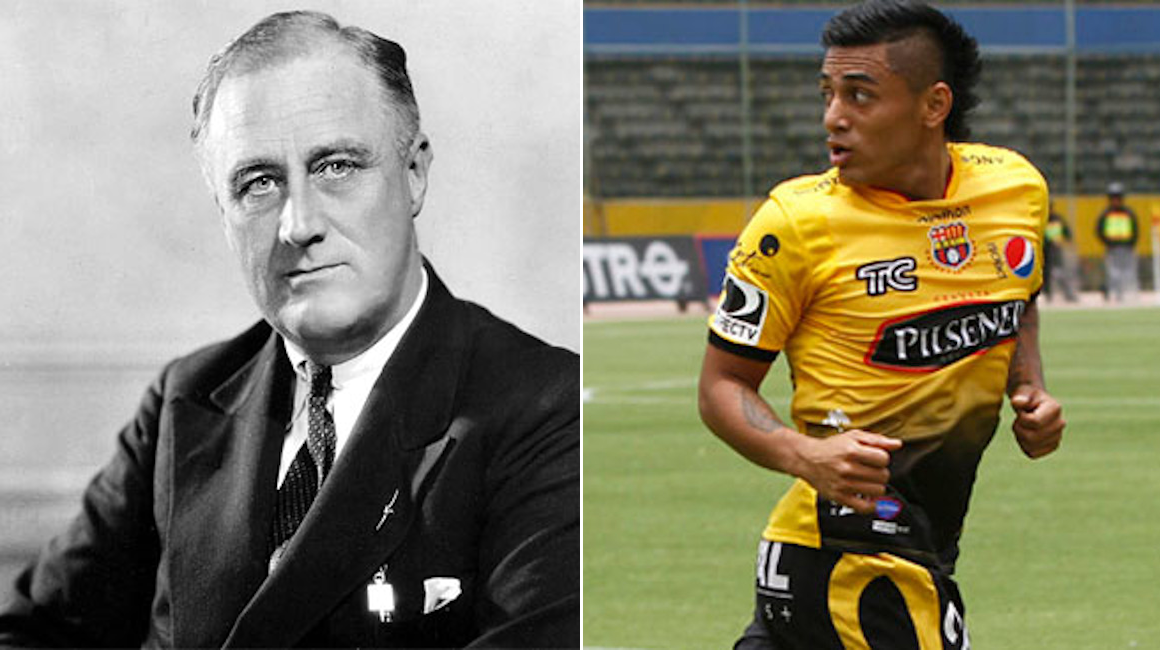 Franklin Delano Roosevelt, expresidente de los Estados Unidos, y Roosevelt Oyola jugador ecuatoriano.