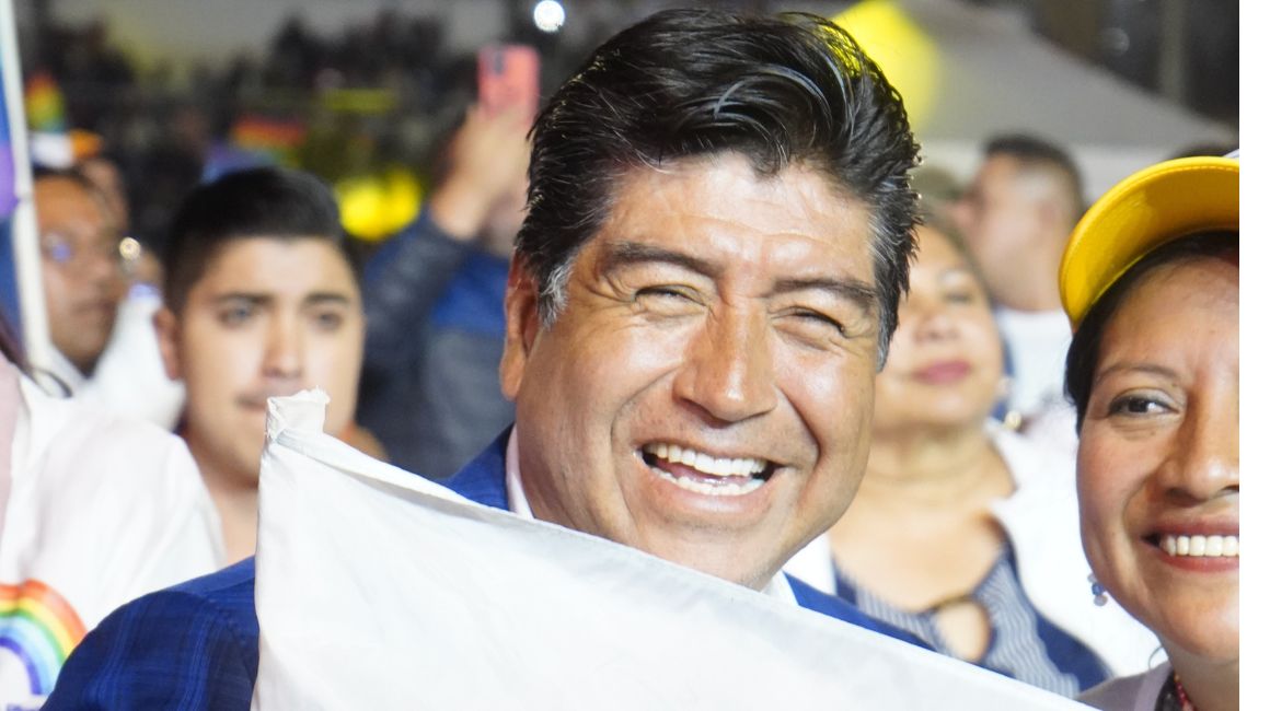Jorge Yunda en el cierre de campaña de las elecciones de febrero de 2023.