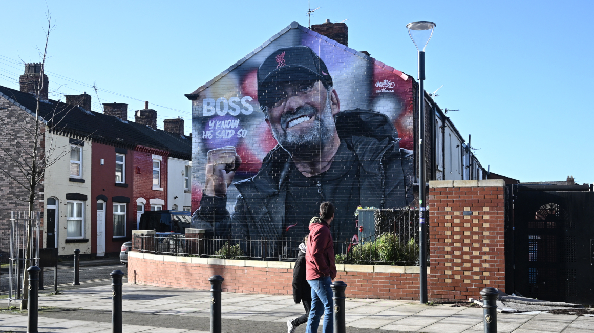 Un mural de Jurgen Klopp en Liverpool.