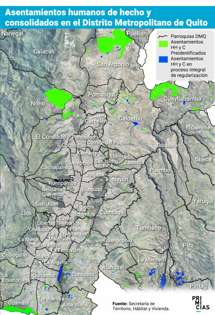 Asentamientos humanos Distrito Metropolitano de Quito parroquias