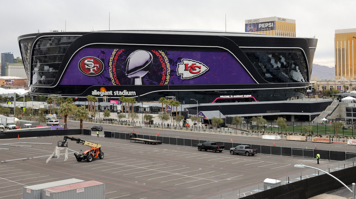 El Allegiant Stadium en Las Vegas para el Super Bowl LVIII, 31 de enero de 2024.