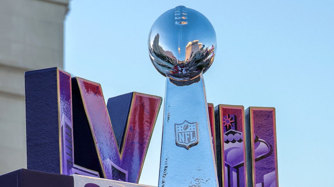 El trofeo del Super Bowl LVIII en Las Vegas, 2 de febrero de 2024.