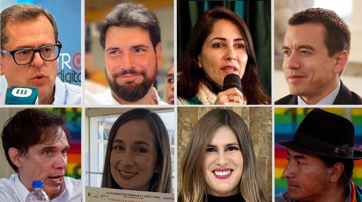 Imagen de los precandidatos presidenciales de Ecuador.