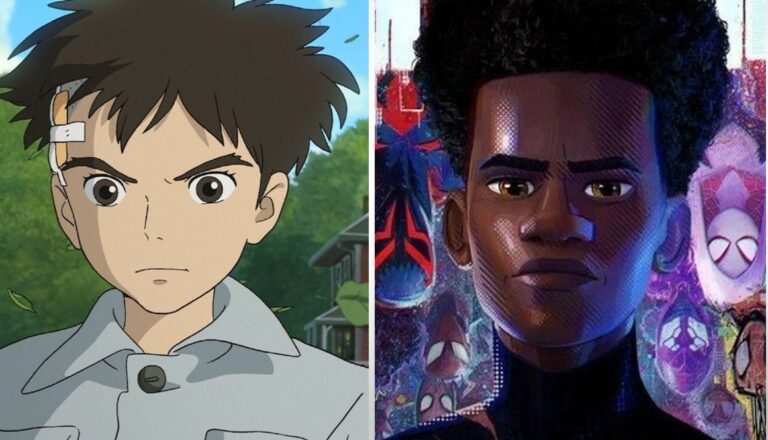 Personajes de 'El chico y la garza' y 'Spider-Man: Across the Spider-Verse'.