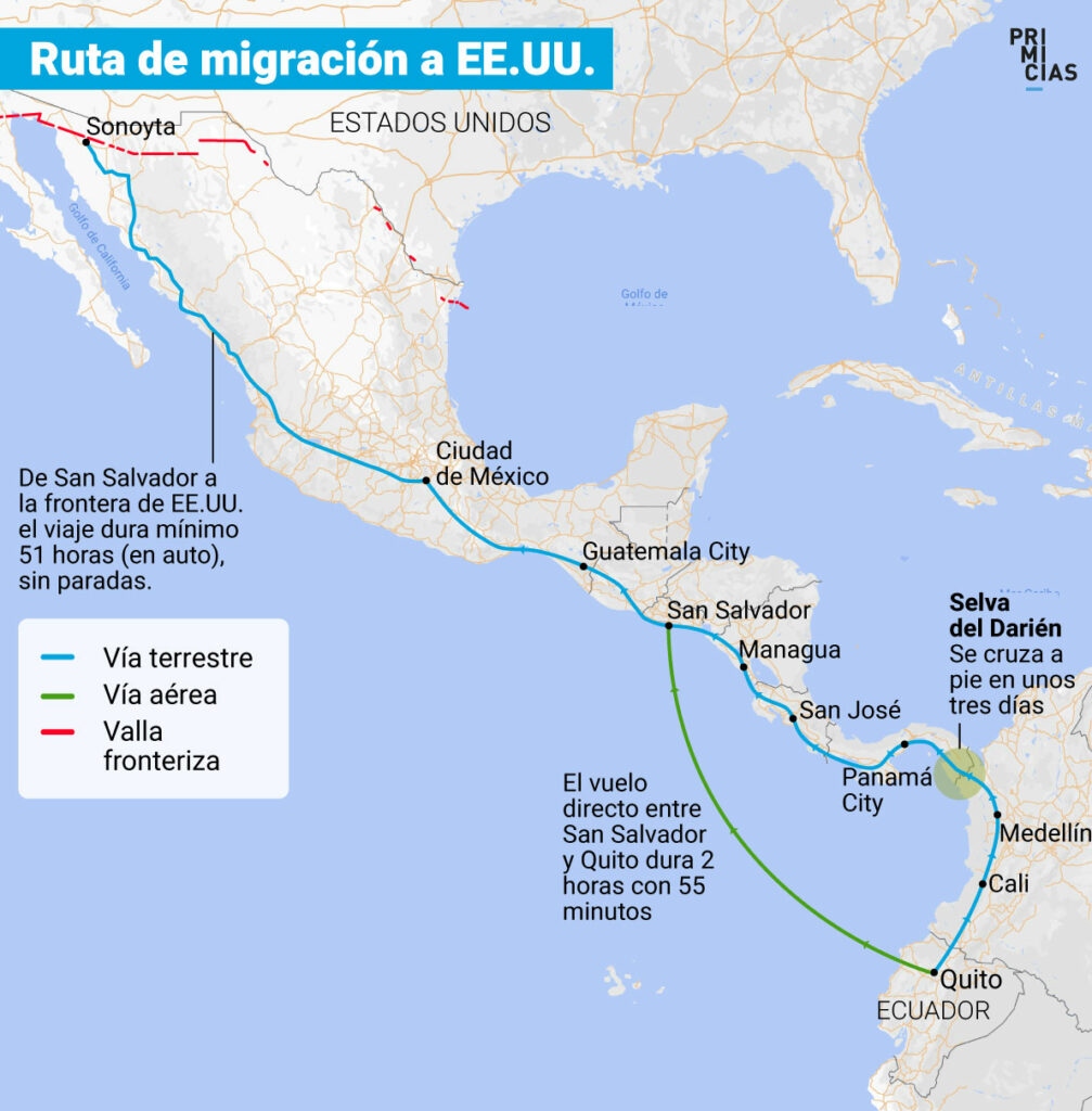 Ruta de migración de Ecuador a Estados Unidos