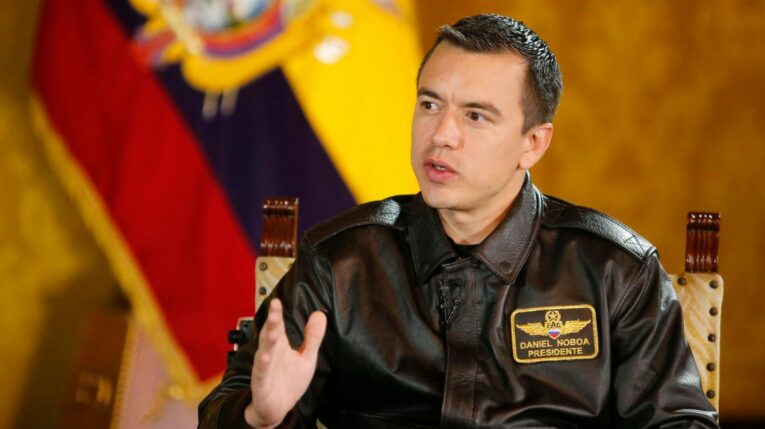 El presidente de Ecuador, Daniel Noboa, en una entrevista con CNN el 25 de febrero de 2024, en el Palacio de Carondelet, en Quito.