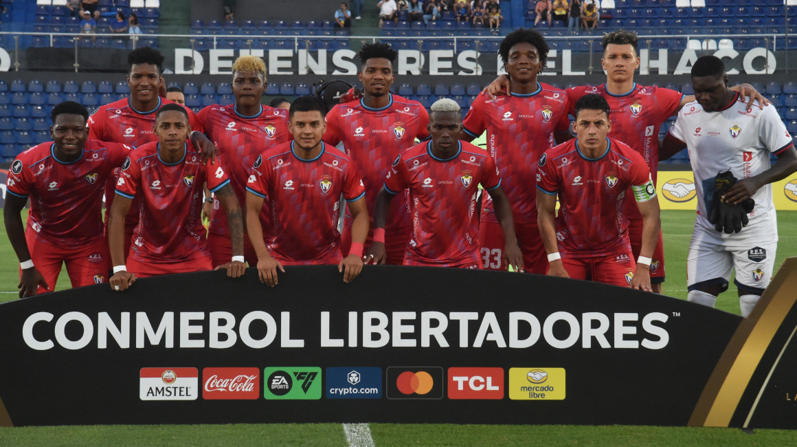 Jugadores de El Nacional, durante un partido de Copa Libertadores, el 22 de febrero de 2024.