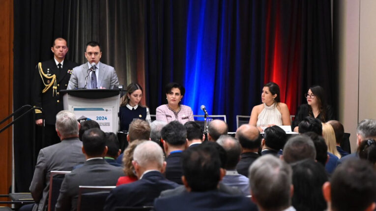 Presidente Daniel Noboa presentó la agenda minera de Ecuador en Canadá, 4 de marzo de 2024.