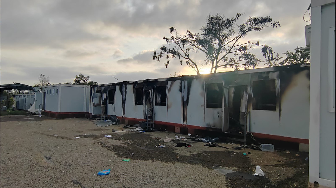 Un albergue de migrantes destruido en Panamá el 4 de marzo de 2024.