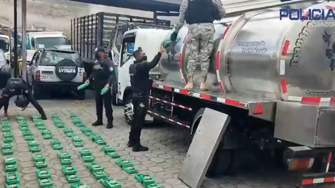Ibarra: un tanquero de leche almacenaba casi media tonelada de cocaína