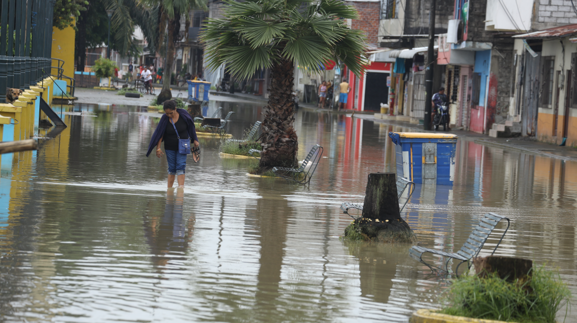 En las inmediaciones del Malecón de Barreiro, en la zona urbana de Babahoyo, las inundaciones persisten por dos semanas.