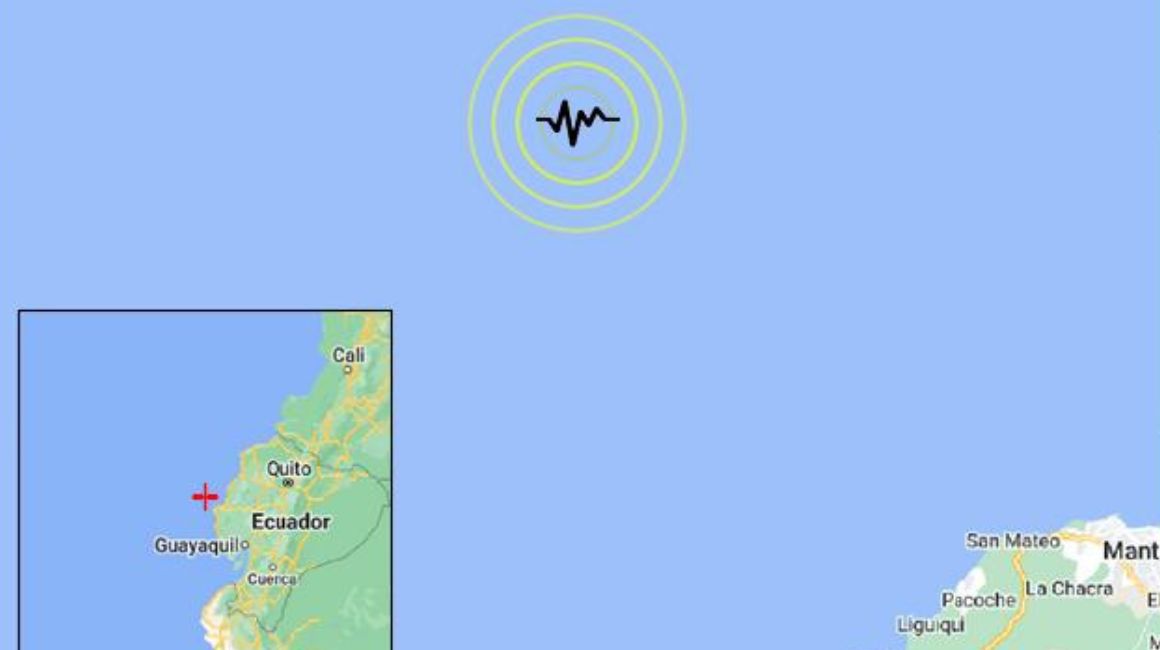 Reporte de un temblor frente a las costas de Manta, Manabí, el 13 de marzo de 2024.