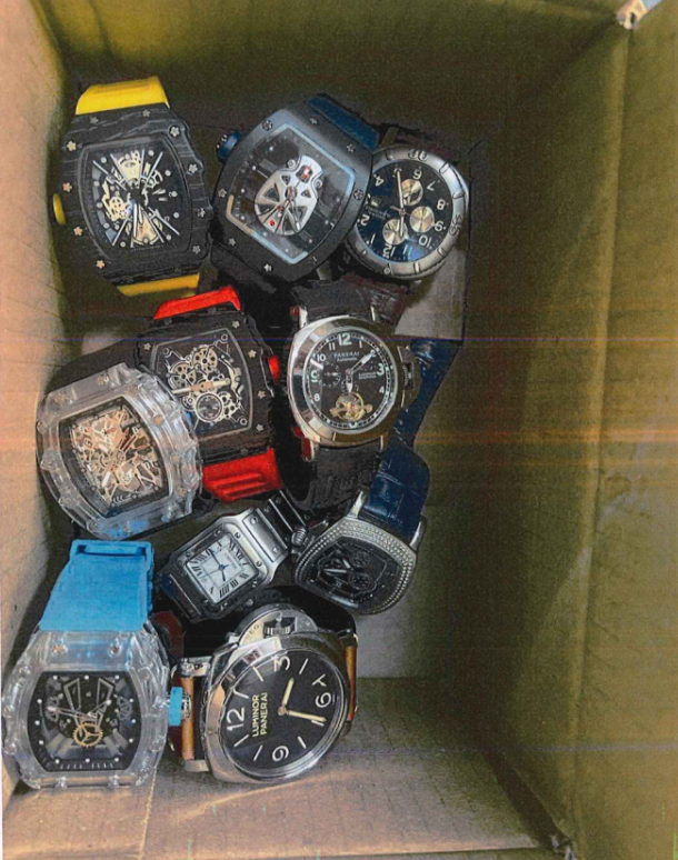 Fotos de las réplicas de los relojes Richard Mille de la colección de Leandro Norero, que constan en el expediente del caso Metástasis.