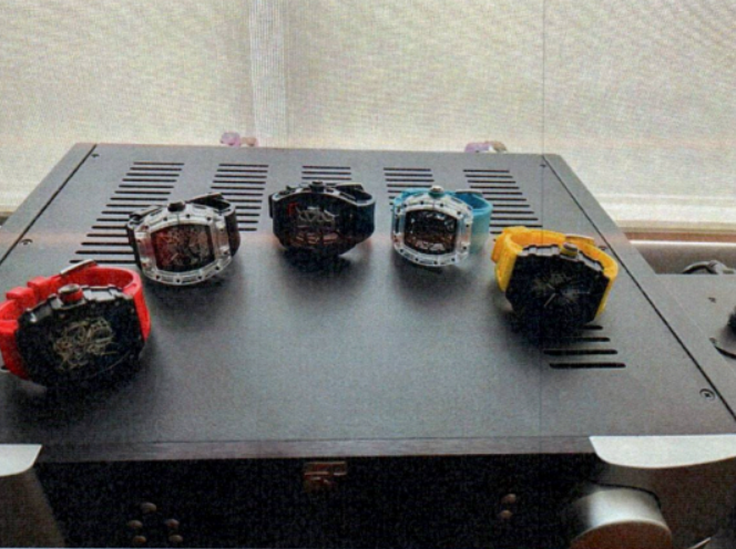 Fotos de las réplicas de los relojes Richard Mille de la colección de Leandro Norero, que constan en el expediente del caso Metástasis.